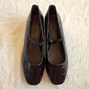 Madewell The Greta Pump - Coffee Bean Croc - Size 8.5/ NX094